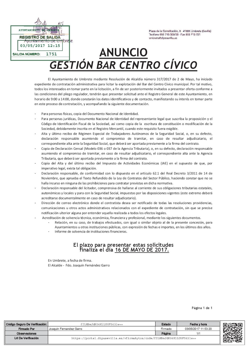 BANDO CENTRO CIVICO 2017