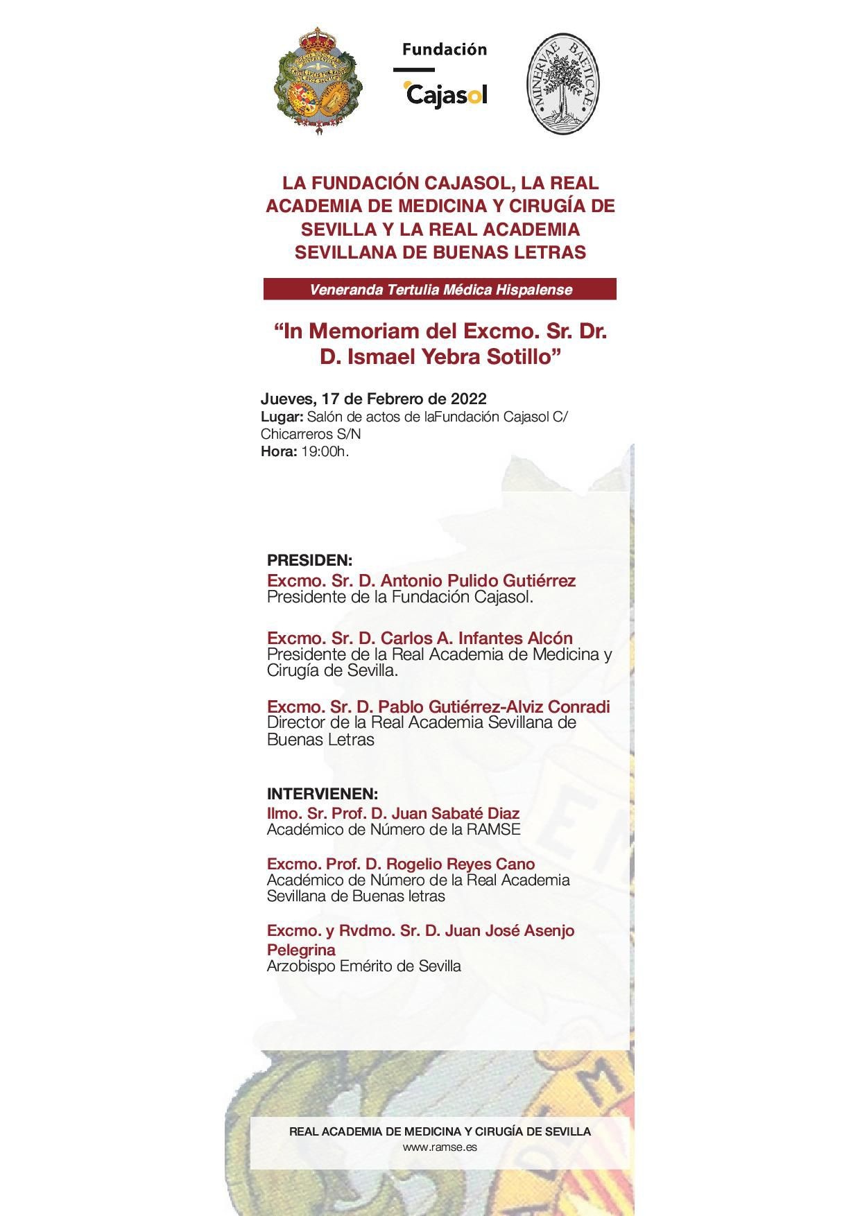 HOMENAJE EN MEMORIA DE D. ISMAEL YEBRA SOTILLO